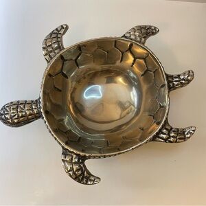 Turtle Shaped Centerpiece Bowl Silver Cast Aluminum